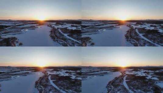 航拍湿地冰河雪景高清在线视频素材下载