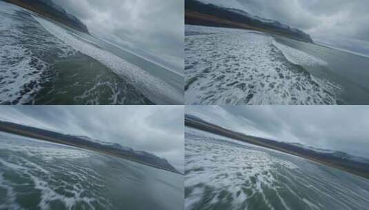 FPV无人机航拍海浪冲击沙滩海滩海岛森林山高清在线视频素材下载