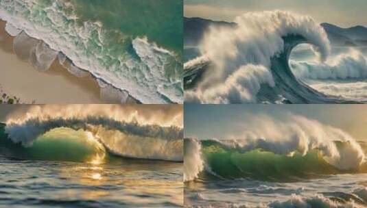 巨浪翻滚大气海浪高清在线视频素材下载