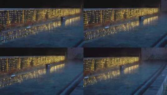 青岛红树林汤泉，冬季泡温泉高清在线视频素材下载