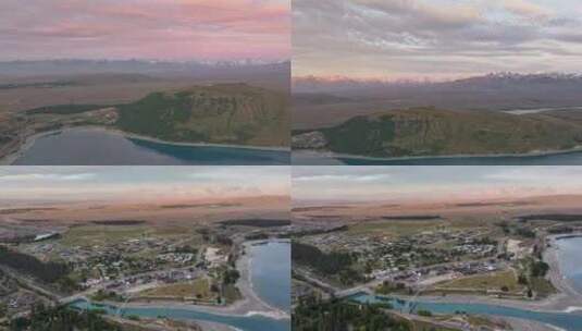 航拍新西兰特卡波湖高清在线视频素材下载