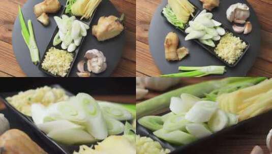 中国炒菜常见调味菜高清在线视频素材下载