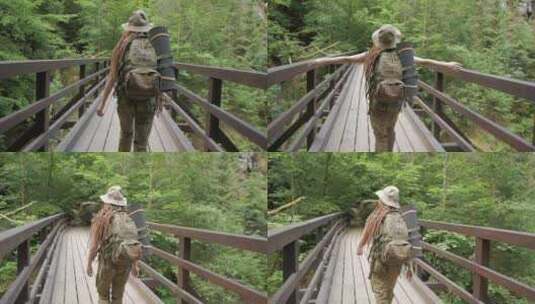 背包客森林徒步旅行高清在线视频素材下载