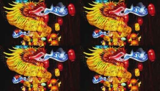 中国秦淮灯会南京夫子庙老门东的龙年龙灯笼高清在线视频素材下载