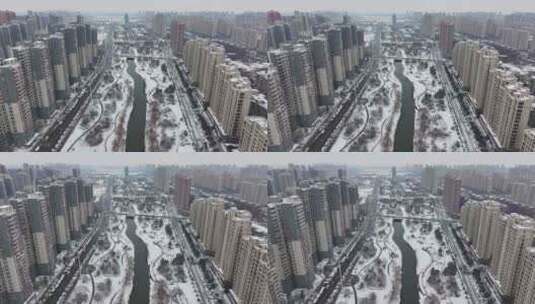 大雪中的街道-亳州涡阳-向阳河高清在线视频素材下载