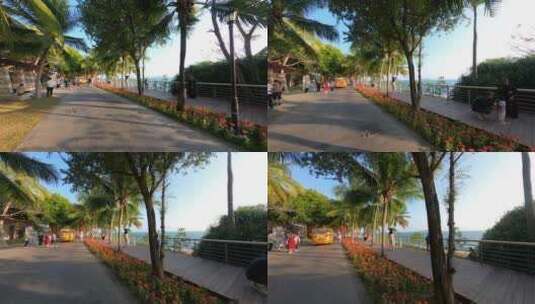 4K海南三亚大海沙滩海边落日阳光椰子树高清在线视频素材下载