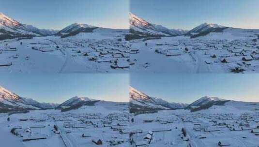 新疆冬季旅游 禾木冬天 村庄 禾木雪景高清在线视频素材下载