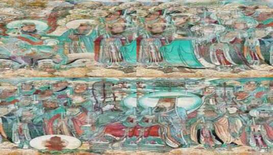 唐代山西永济永乐宫壁画朝元图五高清在线视频素材下载