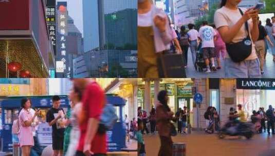 上海市南京东路逛街购物旅游人群行人人流游高清在线视频素材下载