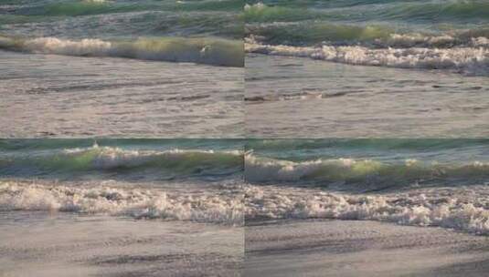 巨浪拍打海滩的特写镜头高清在线视频素材下载
