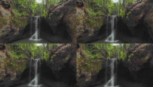 巴厘岛苏瓦特瀑布，由无人机拍摄，捕捉迷人高清在线视频素材下载