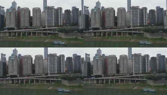 重庆嘉陵江河床城市建筑高清在线视频素材下载