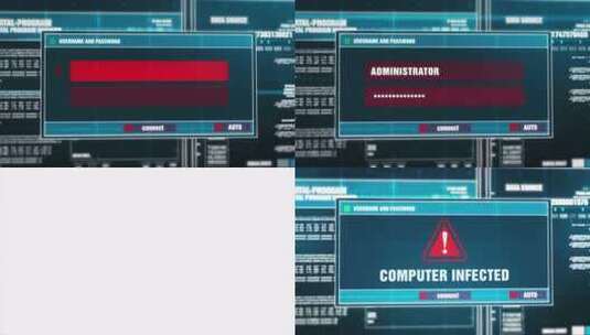屏幕上的数字安全警报计算机感染警告通知。高清在线视频素材下载