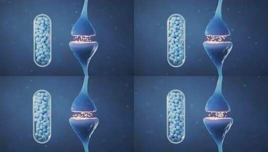 神经元细胞和囊膜突触，三维绘制。高清在线视频素材下载