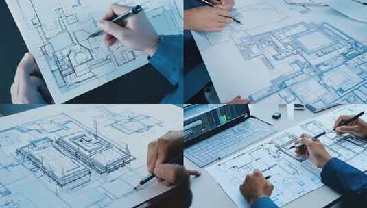 建筑师建筑3D平面图设计图纸施工工程图纸高清在线视频素材下载