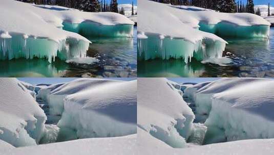 春天冰雪融化河流解冻高清在线视频素材下载