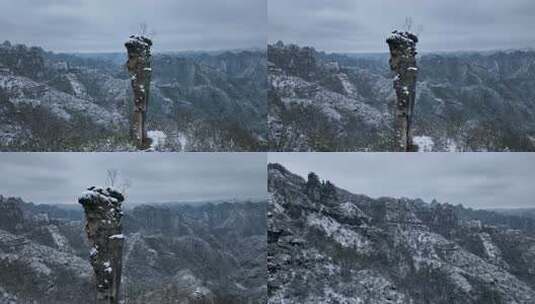 雪覆奇峰的山脉景观高清在线视频素材下载