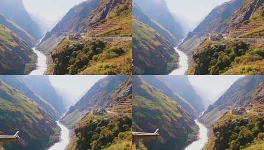 香格里拉虎跳峡金沙江大峡谷高清在线视频素材下载