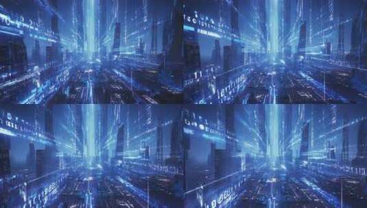未来科技感数字城市景象高清在线视频素材下载