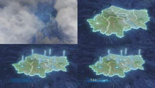 襄阳市地图-云雾俯冲勾勒轮廓高清AE视频素材下载