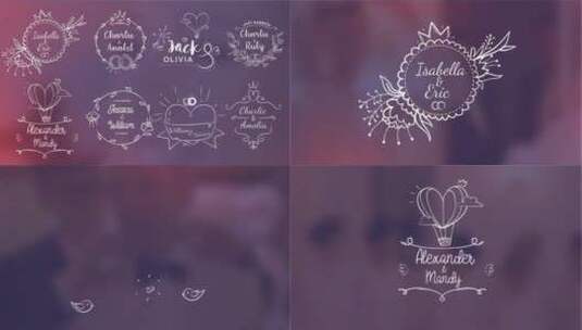 婚礼花边标题浪漫展示视频包装AE模板高清AE视频素材下载