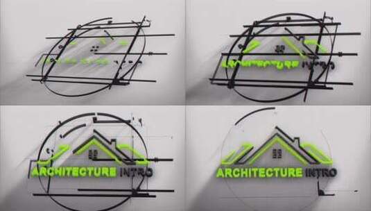 简洁墙面建筑标志logo演绎开场AE模板高清AE视频素材下载