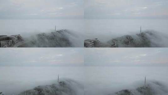 高山云海雾凇大雪日出信号塔唯美延时航拍高清在线视频素材下载