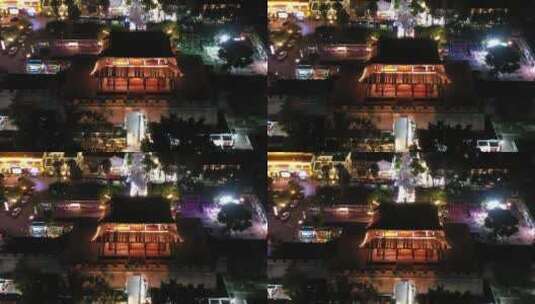 大理古城大理丽江城门城楼洱海门夜景高清在线视频素材下载