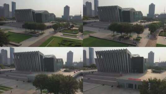武汉琴台航拍主体建筑广场高楼高清在线视频素材下载