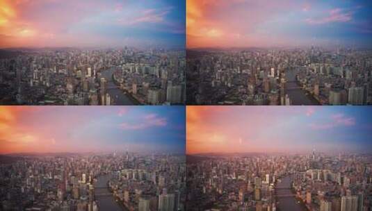 广州城市天际线日落夜景高清在线视频素材下载