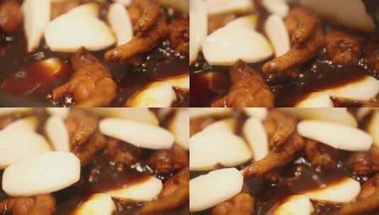 炖鸡爪年糕蟹肉煲 (10)高清在线视频素材下载