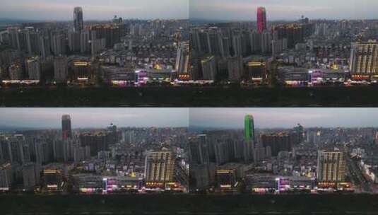 航拍江西赣州城市夜幕降临高清在线视频素材下载