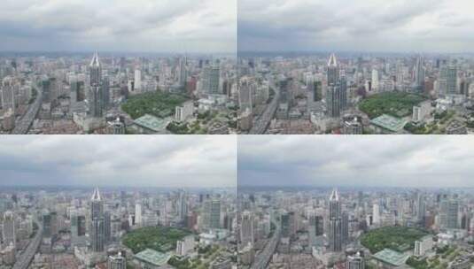 上海人民广场全景延安高架桥最新航拍原素材高清在线视频素材下载