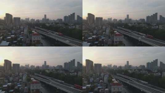 广州清晨的城市道路高清在线视频素材下载