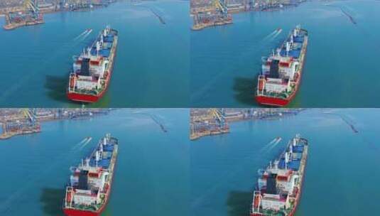 大型货船进入港口城市高清在线视频素材下载