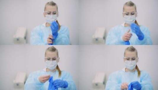 戴无菌手套的女医生高清在线视频素材下载
