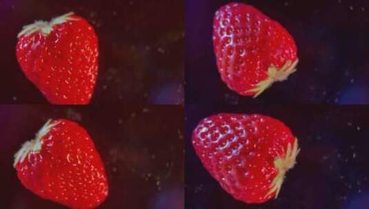 旋转草莓黑场摄影高清在线视频素材下载