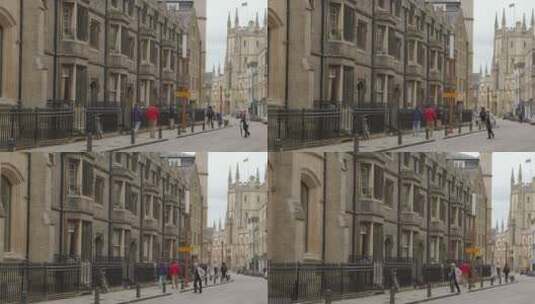 老英国街上的行人高清在线视频素材下载