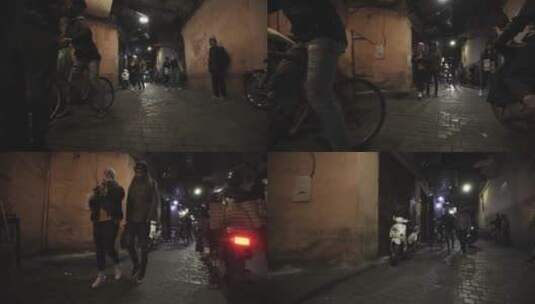 第一视角拍夜晚的小巷高清在线视频素材下载