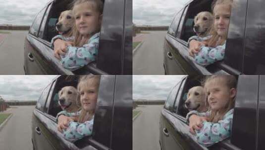女孩与狗一起旅行高清在线视频素材下载