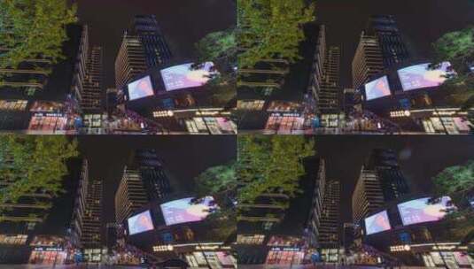杭州城市滨江星澜里商圈夜景延时摄影高清在线视频素材下载