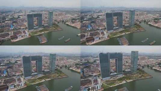 2022广州之窗城市珠江新城航拍洛溪高清在线视频素材下载
