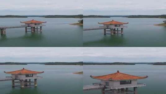 湖南衡阳白莲水库自然风光航拍高清在线视频素材下载