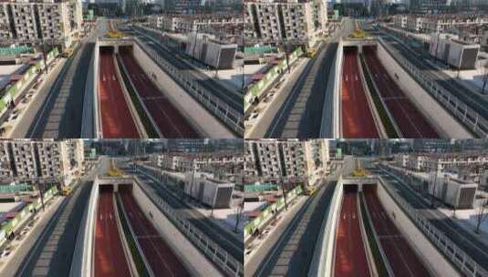上海杨浦区江浦路隧道入口高清在线视频素材下载