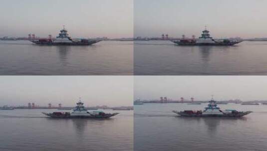 南京板桥汽渡长江沿岸风光重工业电影感航拍高清在线视频素材下载