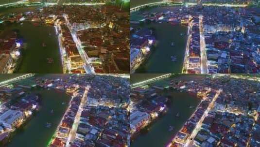 厦门沙坡尾夜景4K航拍高清在线视频素材下载