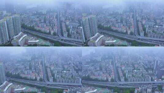 暴雨后云雾缭绕广州城市天空风光航拍高清在线视频素材下载