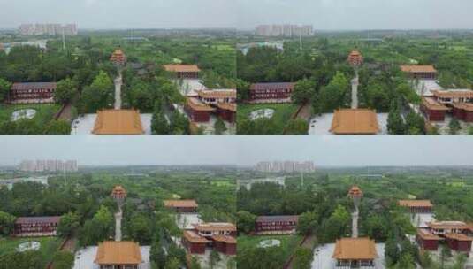 旅游景区湖北荆州太晖观历史文化古建筑航拍高清在线视频素材下载