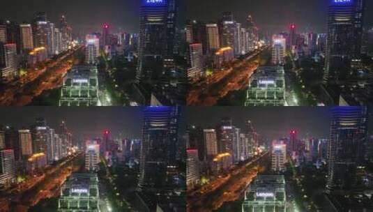 深圳 深圳夜景 夜景 航拍 科技园高清在线视频素材下载