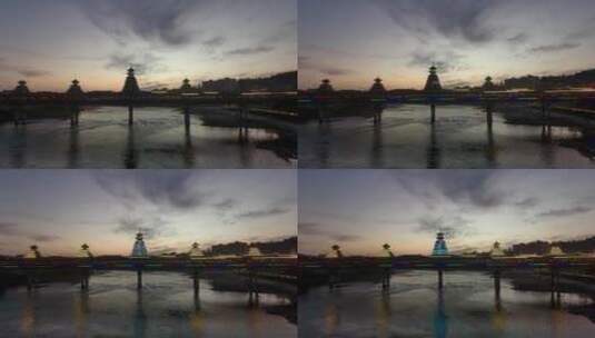 湖南晃州风雨桥灯光高清在线视频素材下载